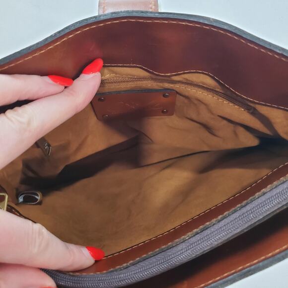 Patricia Nash Whimsy Pirate Fairy Bag Brown Map Print Leather Shoulder Bag Purse - Picture 7 of 14